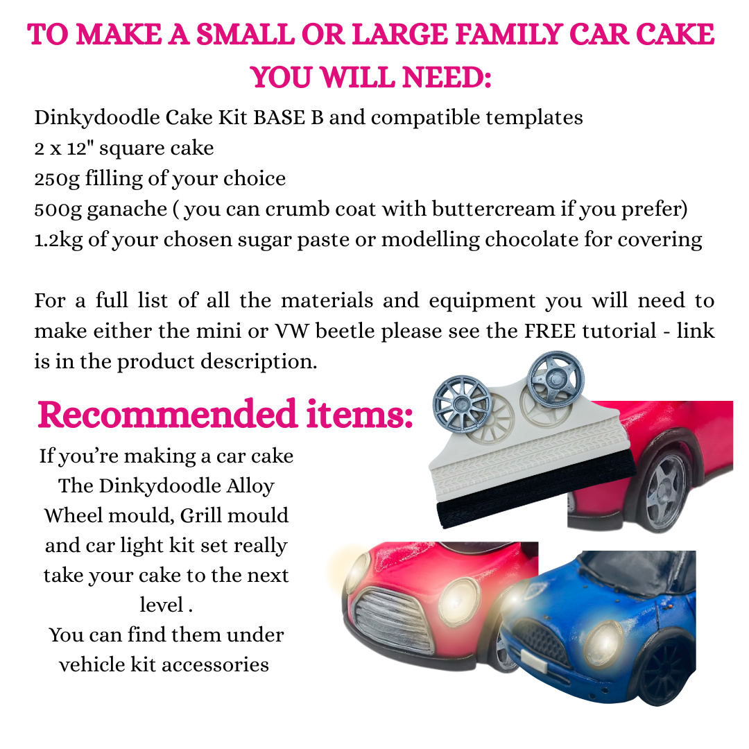 SMALL / LARGE FAMILY CAR CAKE KIT  - BASE B and compatible templates