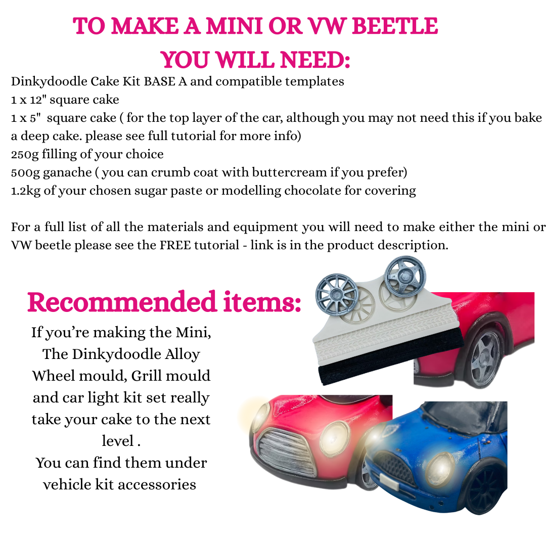 MINI / VW BEETLE CAR CAKE KIT  - BASE A and compatible templates